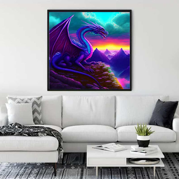 Malen nach Zahlen - Erdenwächter - hochwertige Leinwand - 170523, Drachen, Fantasy, Neu eingetroffen, Quadratisch