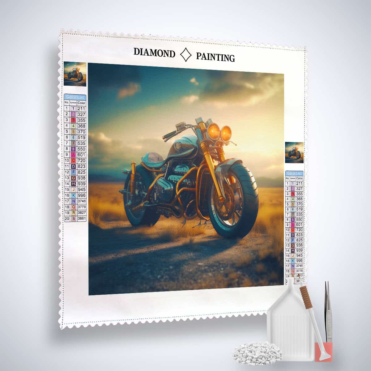 Diamond Painting Kit - Road Cruiser Motorcycle with Paint by Numbers acrylic diamonds and professional tools