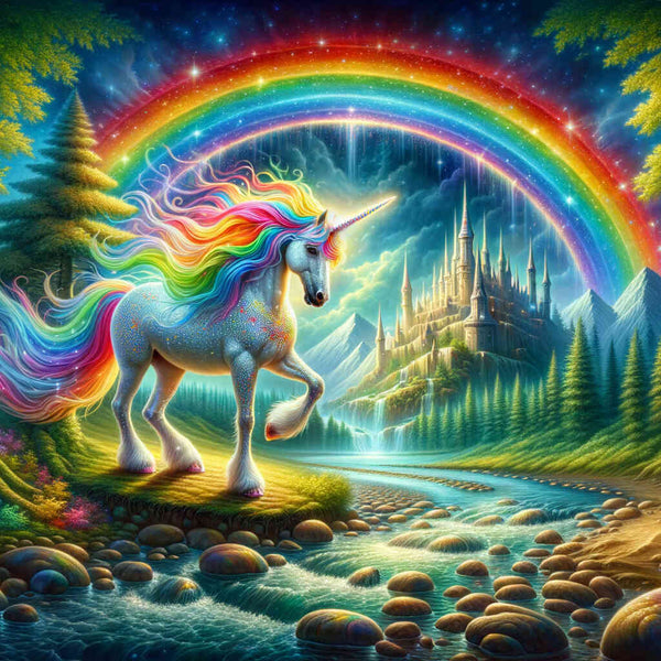 Paint by Numbers - Rainbow unicorn in the magic forest