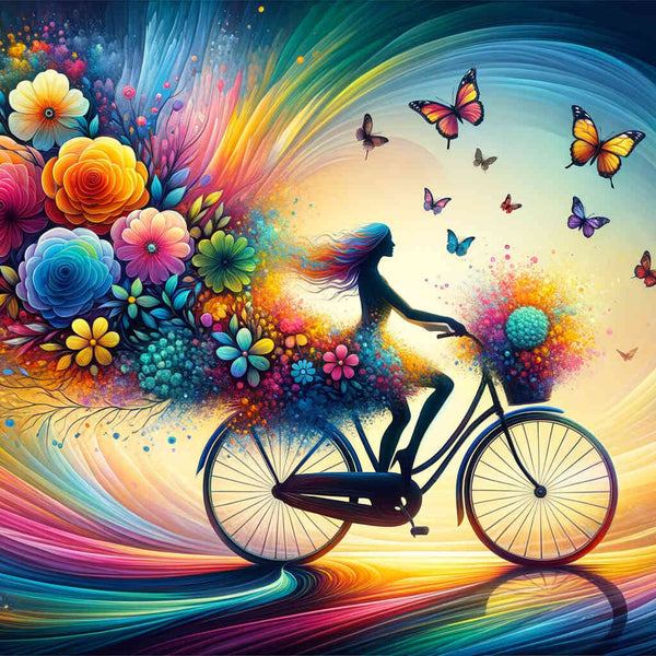 Woman on bicycle - Paint by Numbers