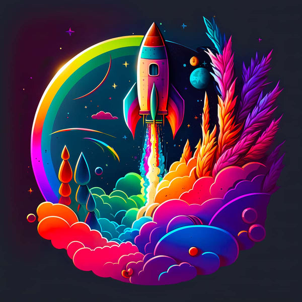 Diamond Painting Kits - Circular Rocket with Vibrant Colors and Sparkling Diamonds, Paint by Numbers Design on Professional Canvas