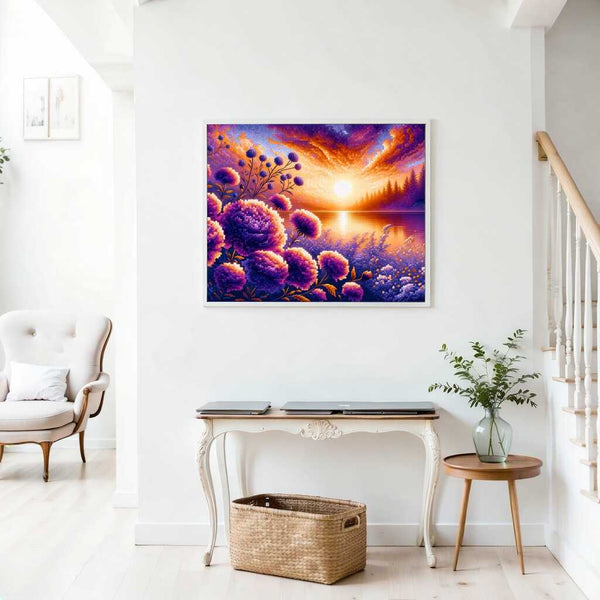 Paint by Numbers - Purple flowers in the sunset