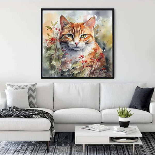 Malen nach Zahlen - Verschmitzte Katze - hochwertige Leinwand - 170523, Aquarell, Katzen, Neu eingetroffen, Quadratisch, Tiere