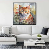 Diamond Painting Mischievous Cat in modern living room, Paint by Numbers artwork, sparkling art decor