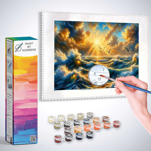 Sunrise, Rough sea - Paint by Numbers