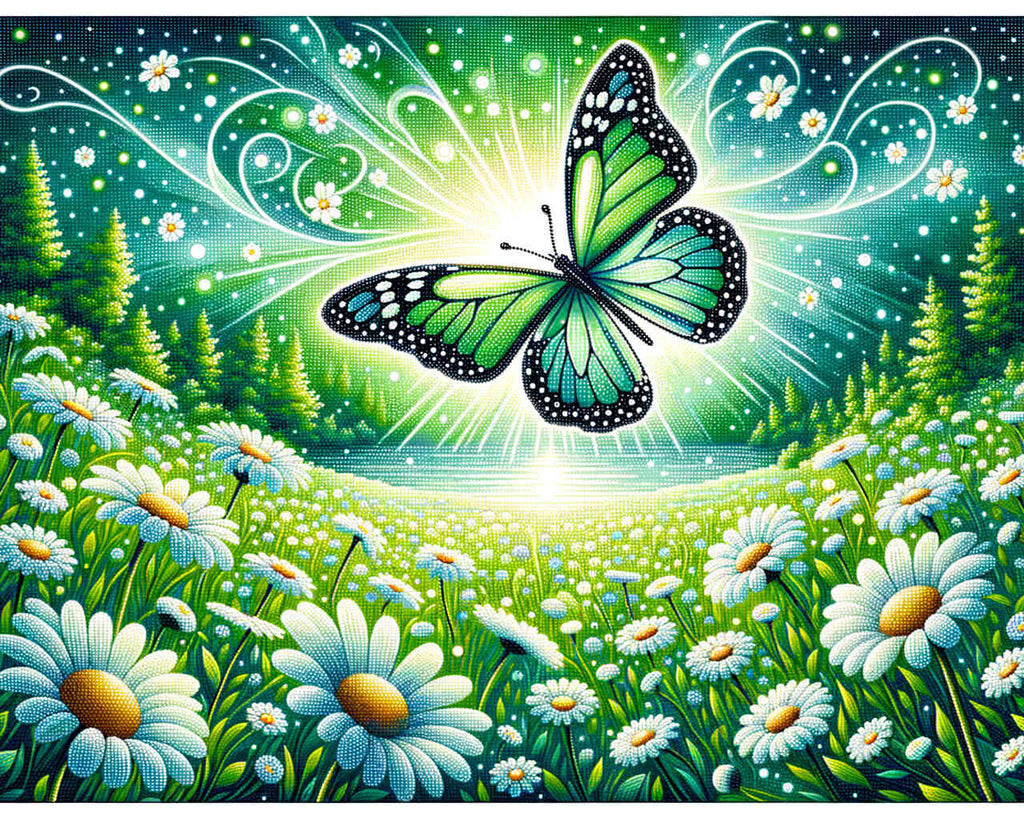 Paint by Numbers - Marguerite meadow, butterfly