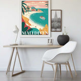 Modern desk setup with framed 