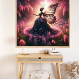 Fantasy Paint by Numbers kit - Spell of Awakening featuring an elegant fairy with butterfly wings in a pink and purple enchanted garden.