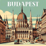 Paint by Numbers - Magische Metropole: Budapest featuring the iconic Parliament building in sepia tones