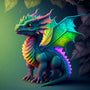 Colorful fantasy dragon illustration with vibrant wings and scales.