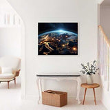 Paint by Numbers - Enlightened Earth artwork displayed in a modern living room.