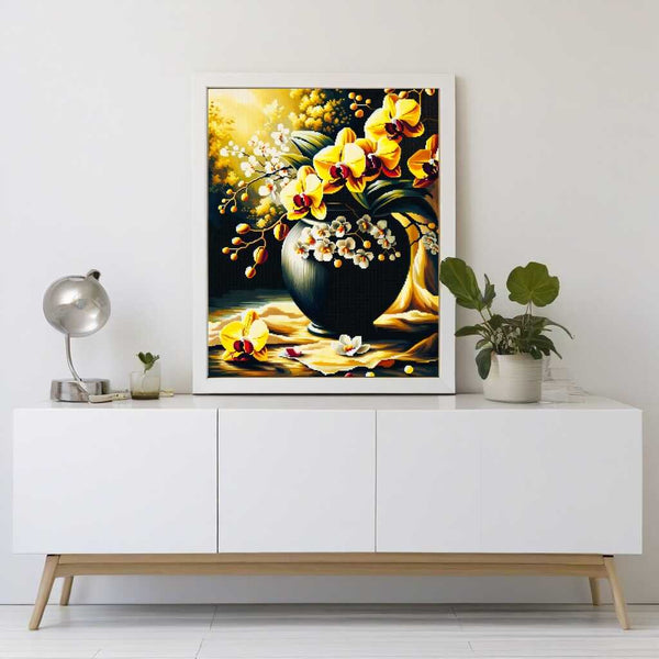 Paint by Numbers - Orchid, yellow in vase