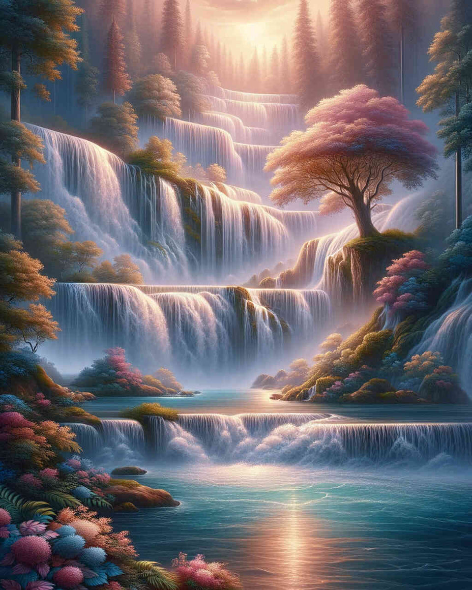 Paint by Numbers - Paradise, waterfall