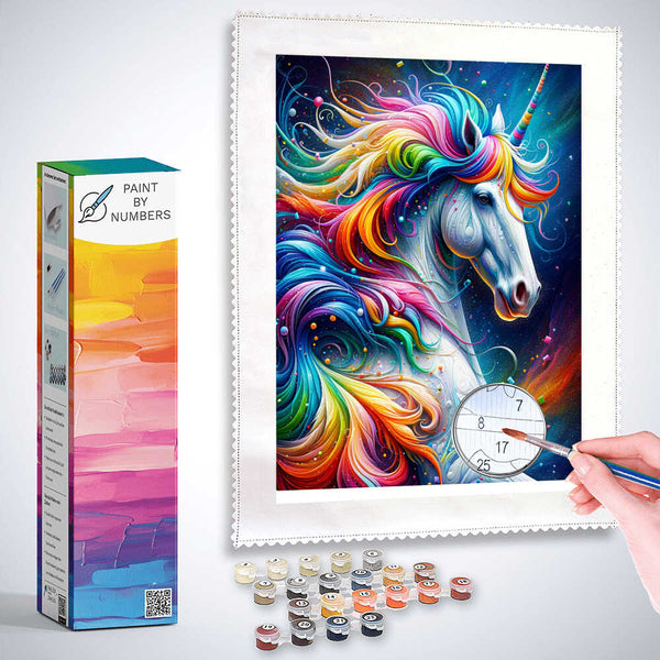 Paint by Numbers - Rainbow Horse with Mahne