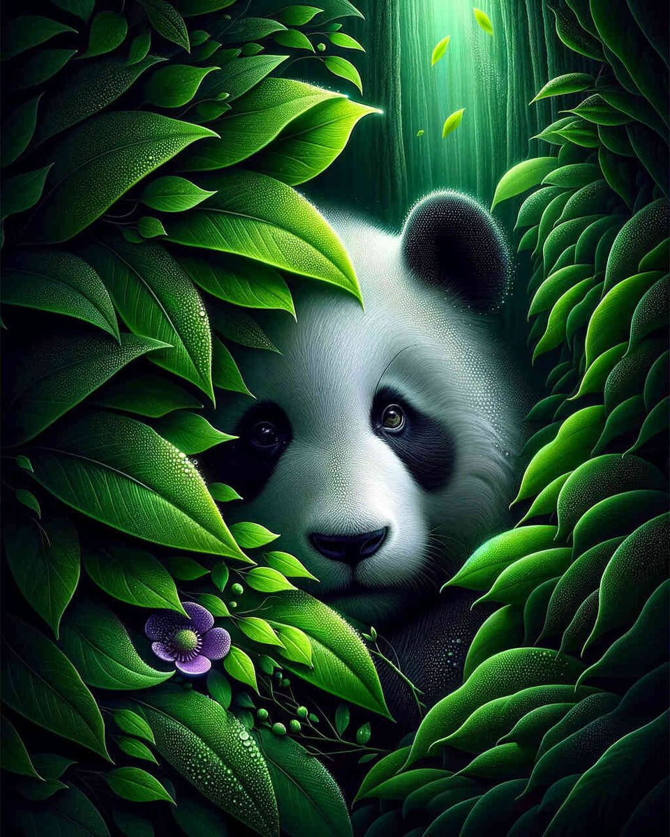Paint by Numbers - Panda in Leaves