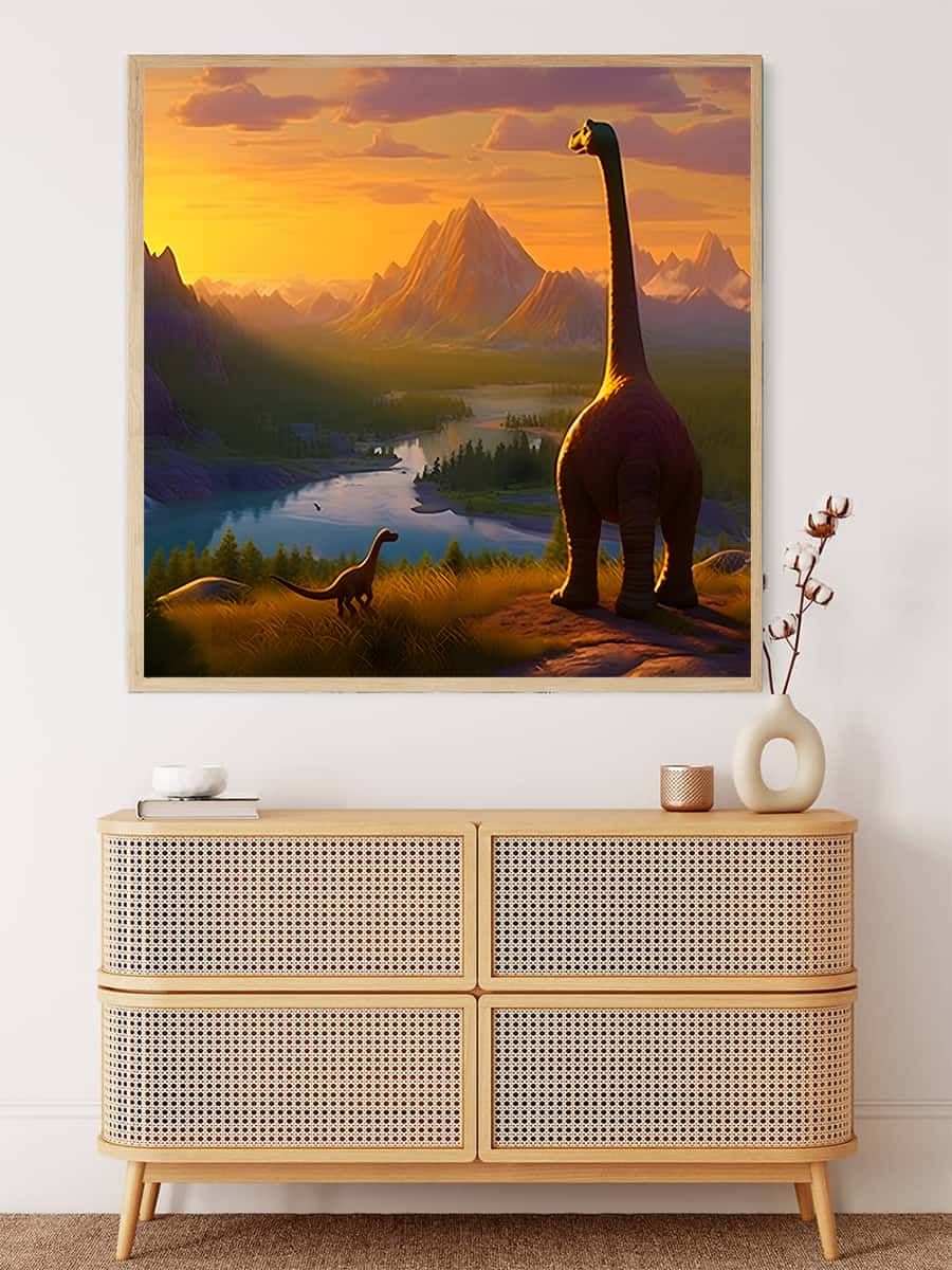 Diamond Painting - Dinosaurier vor Natur - gedruckt in Ultra-HD - Dinosaurier, Neu eingetroffen, Quadratisch