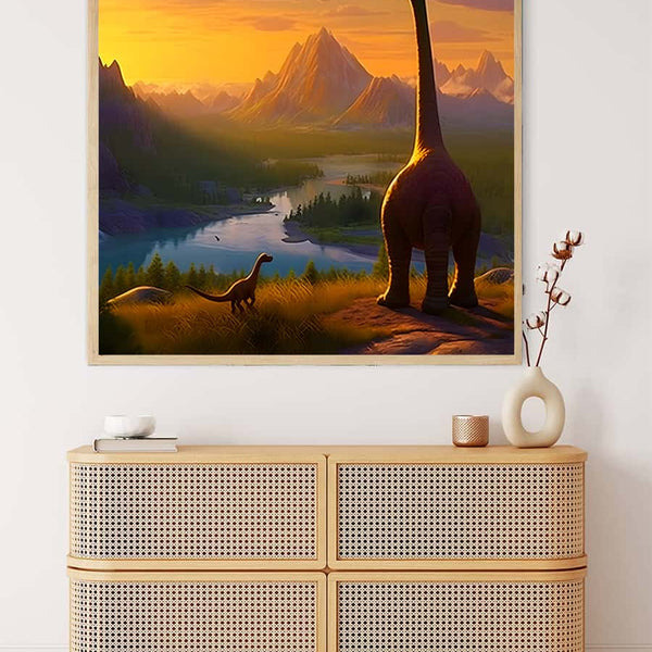 Diamond Painting - Dinosaurier vor Natur - gedruckt in Ultra-HD - Dinosaurier, Neu eingetroffen, Quadratisch