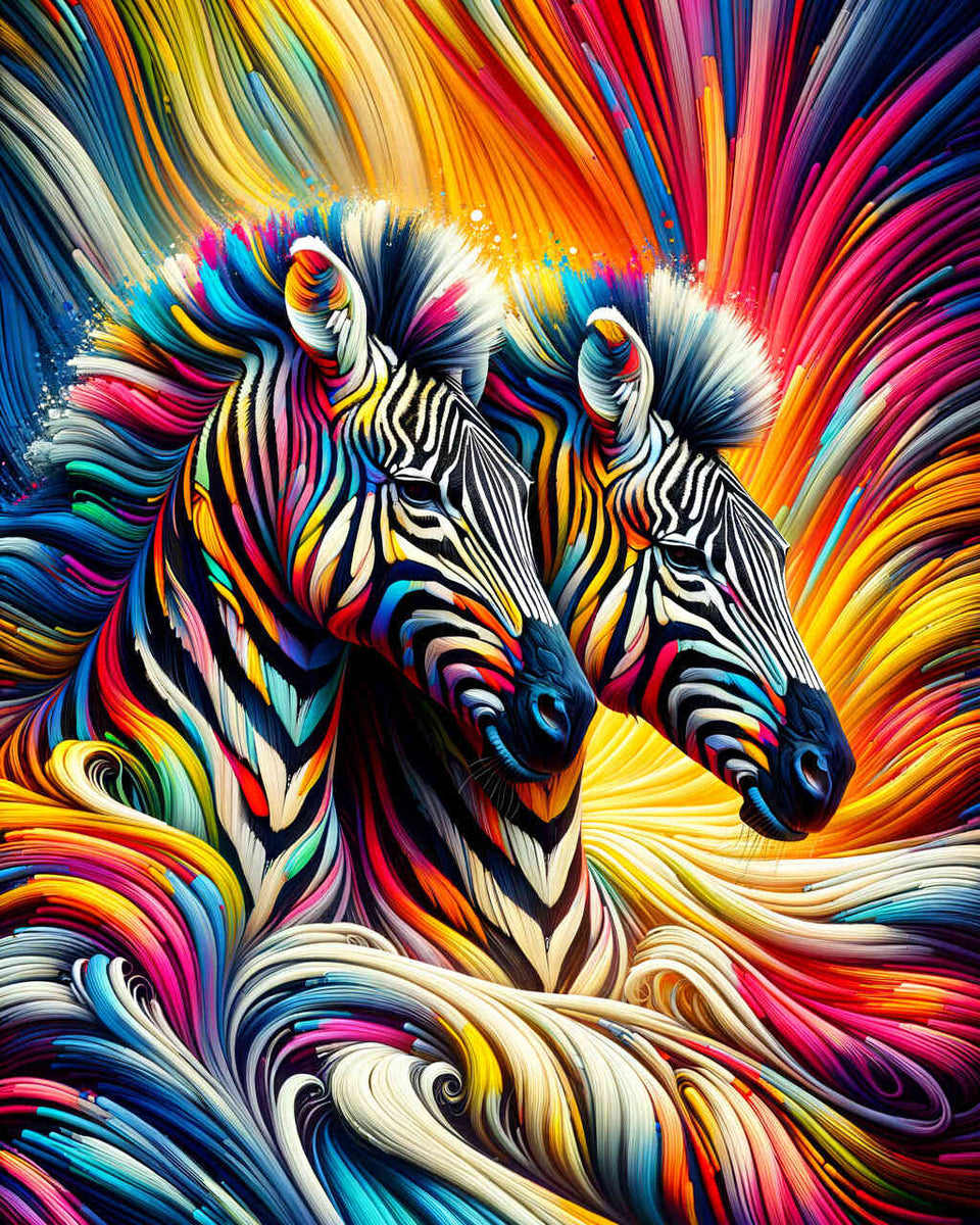 Paint by Numbers - Colorful Zebra Couple