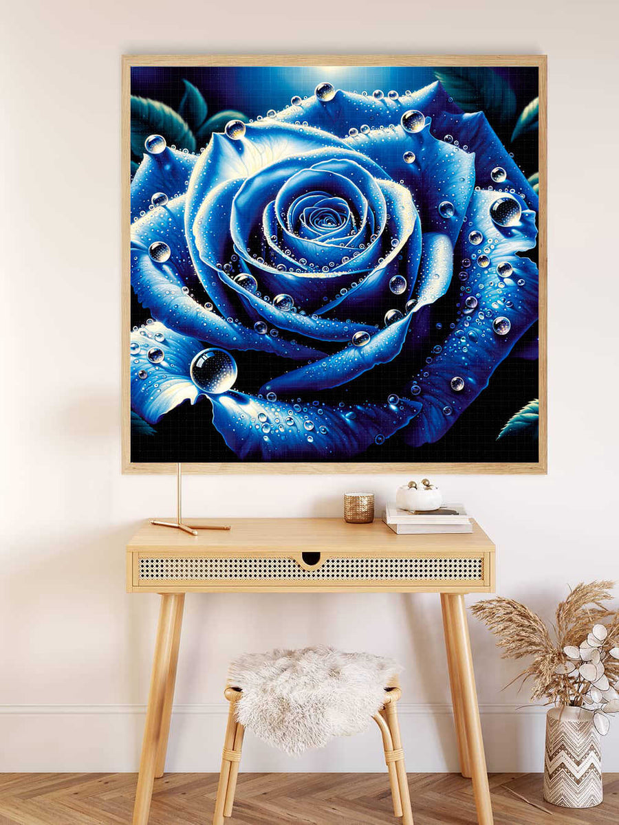 Paint by Numbers - Blue Rose with Water Drops