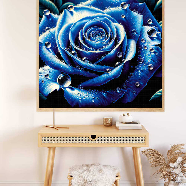 Paint by Numbers - Blue Rose with Water Drops