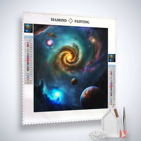 Diamond Painting Constellation Magic kit on canvas with acrylic diamonds, painting pen, tweezers, and tools included. Paint by Numbers.