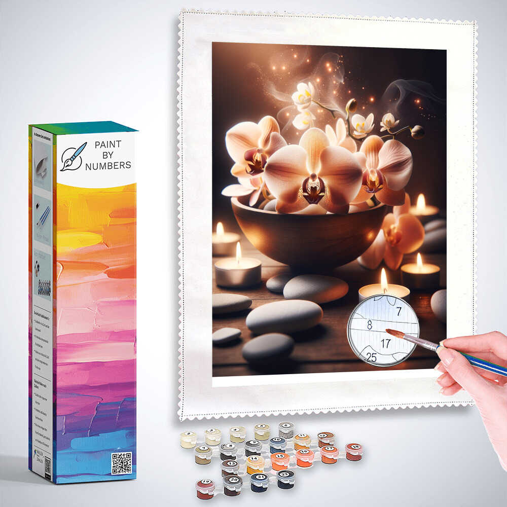 Paint by Numbers - Orchid, tea lights peach color