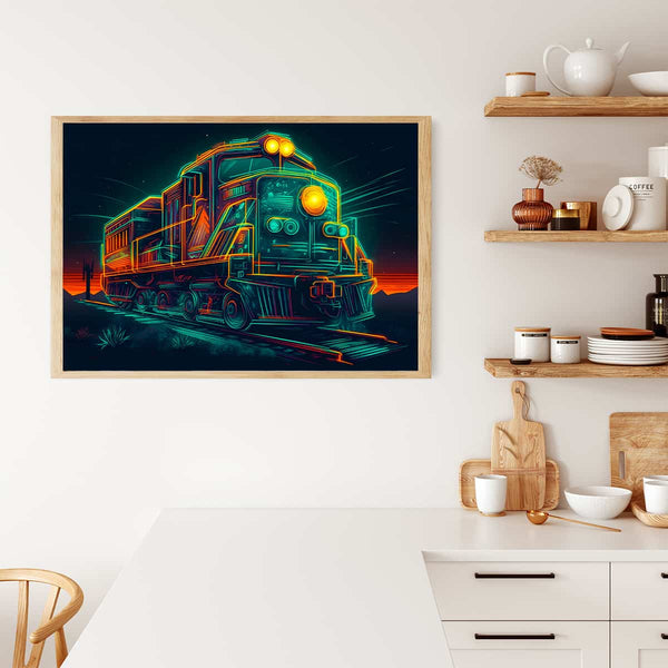Malen nach Zahlen - Zug bei Nacht im Licht - hochwertige Leinwand - 170523, Horizontal, Neu eingetroffen, Zug