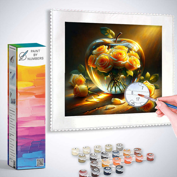Paint by Numbers - Glass Apple Yellow Roses