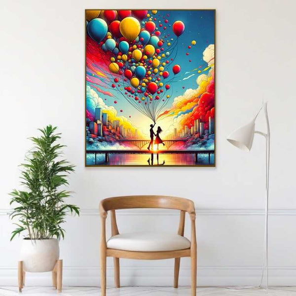 Hand in hand, balloons - Paint by Numbers