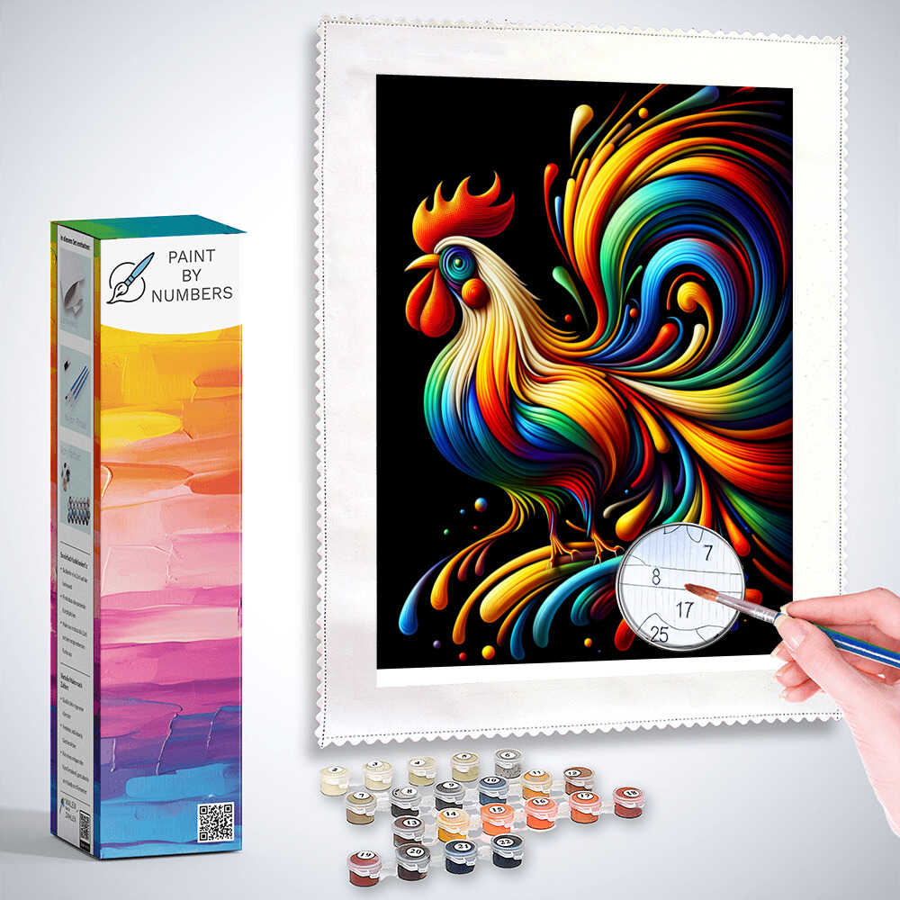 Paint by Numbers - Rooster, Abstract cartoon