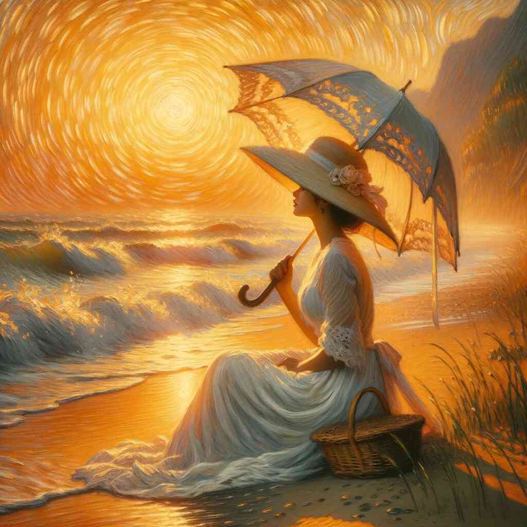 Paint by Numbers - Woman on Beach with Parasol and Hat