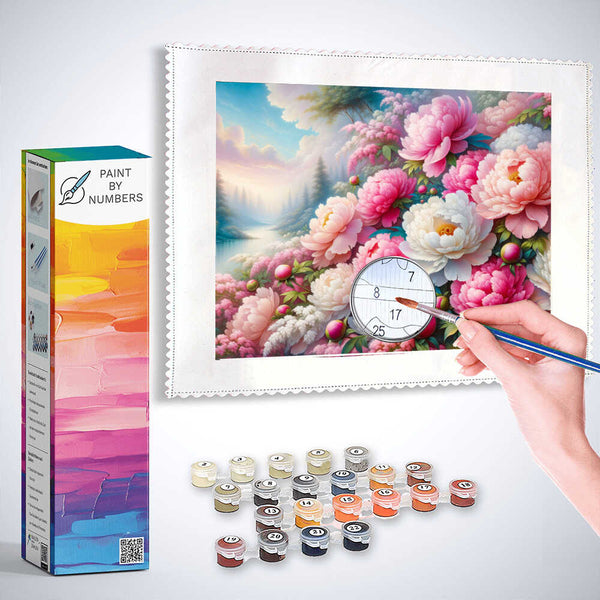 Paint by Numbers - Pink bouquet, peonies