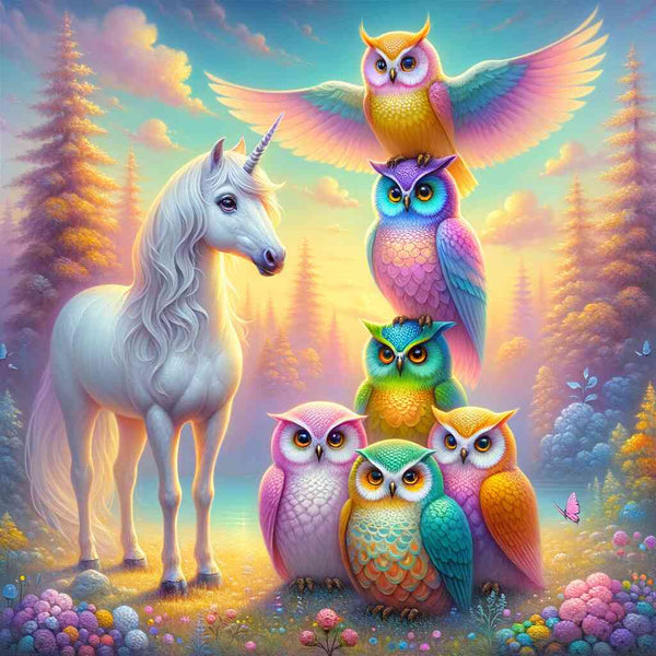 Paint by Numbers - Unicorn with Owl Tower