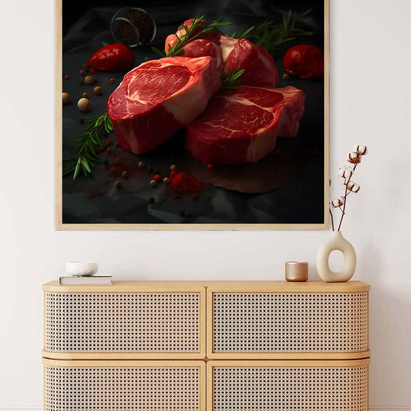 Diamond Painting - Steaks - gedruckt in Ultra-HD - Essen, Küche, Neu eingetroffen, Quadratisch