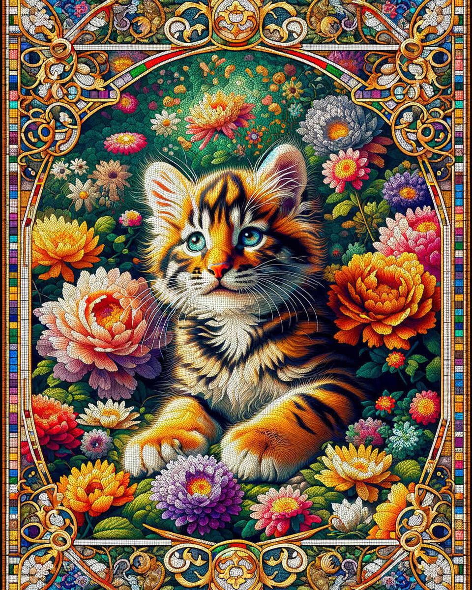 Paint by Numbers - Cat Mosaic Tiger Cat