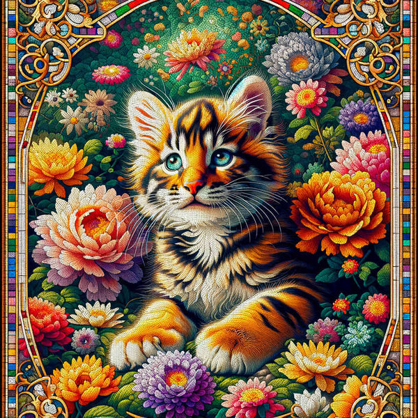 Paint by Numbers - Cat Mosaic Tiger Cat