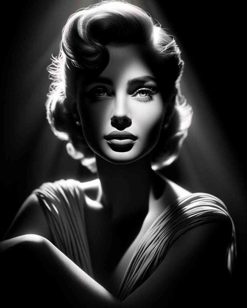 Marilyn Monroe, Black and White - Paint by Numbers