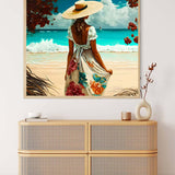 Diamond Painting - Frau mit Hut am Strand - gedruckt in Ultra-HD - Meer, Menschen, Neu eingetroffen, Quadratisch, Strand