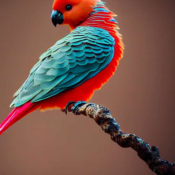 Colorful bird on branch showcased in AB Diamond Painting kit - Art that Sparkles! Includes Paint by Numbers style for easy creation.