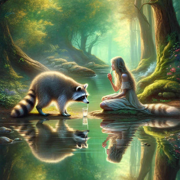 Paint by Numbers - Raccoon, mirror image woman