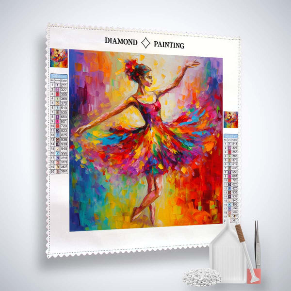 Diamond Painting Kit - Abstract Dance with Colorful Ballerina Design, Enhanced Acrylic Diamonds, Paint by Numbers Art Set