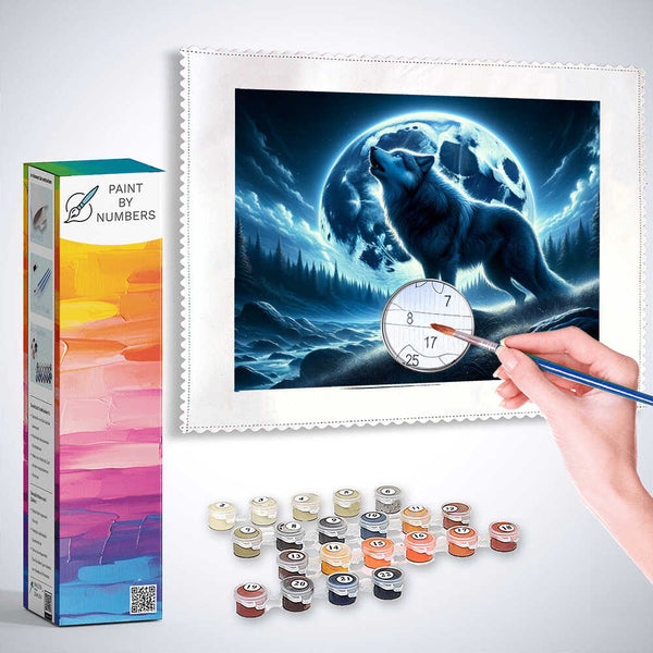 Paint by Numbers - Howling Wolf Full Moon