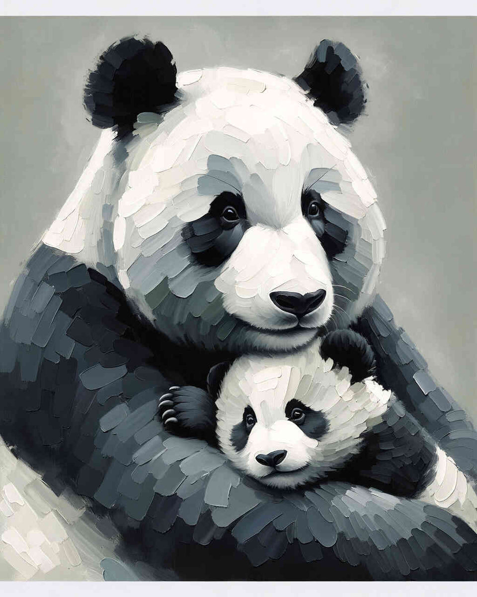 Panda mother with child - Paint by Numbers