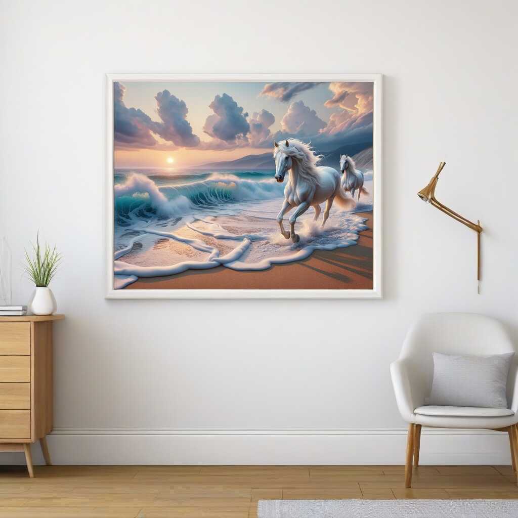 Paint by Numbers - White horses by the sea