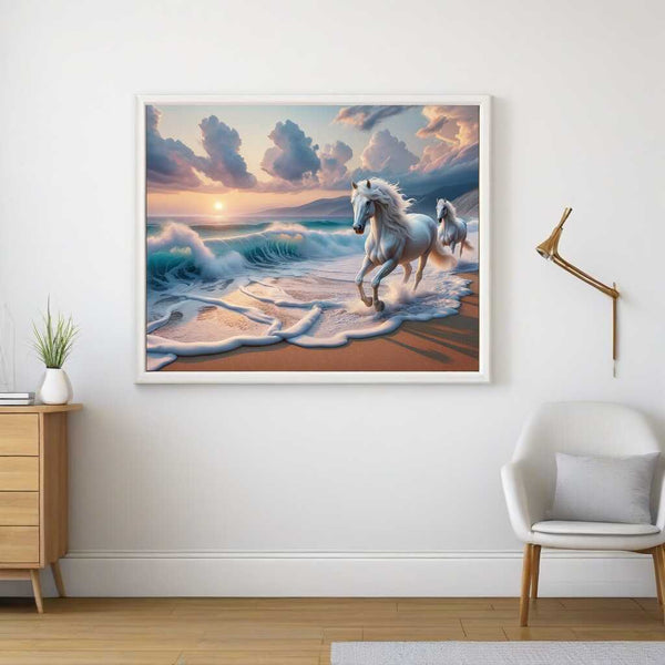 Paint by Numbers - White horses by the sea
