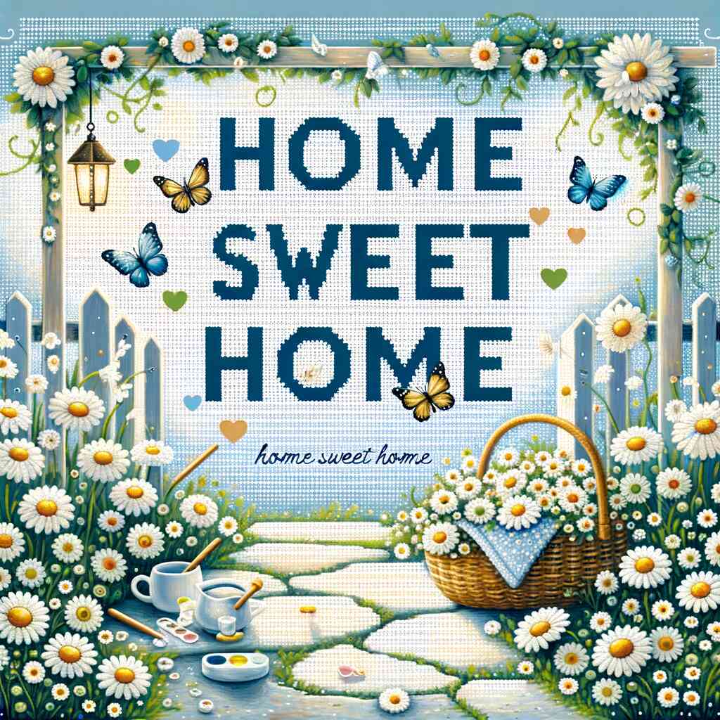 Paint by Numbers - Home sweet Home, blue and white