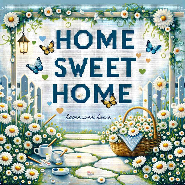 Paint by Numbers - Home sweet Home, blue and white