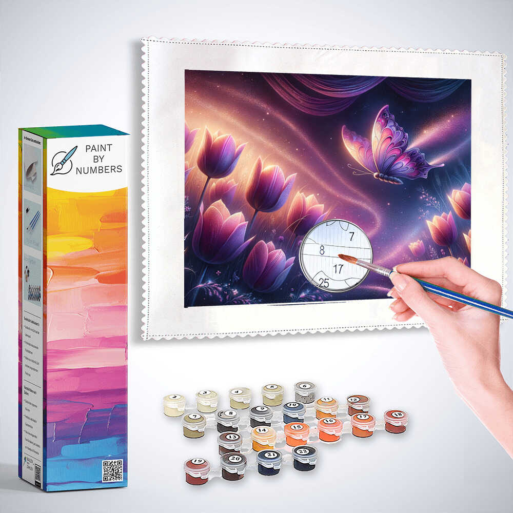 Paint by Numbers - Tulips and butterfly