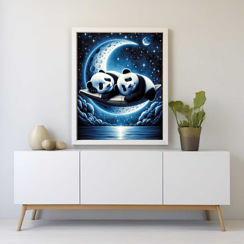 Paint by Numbers - Panda bears on the moon