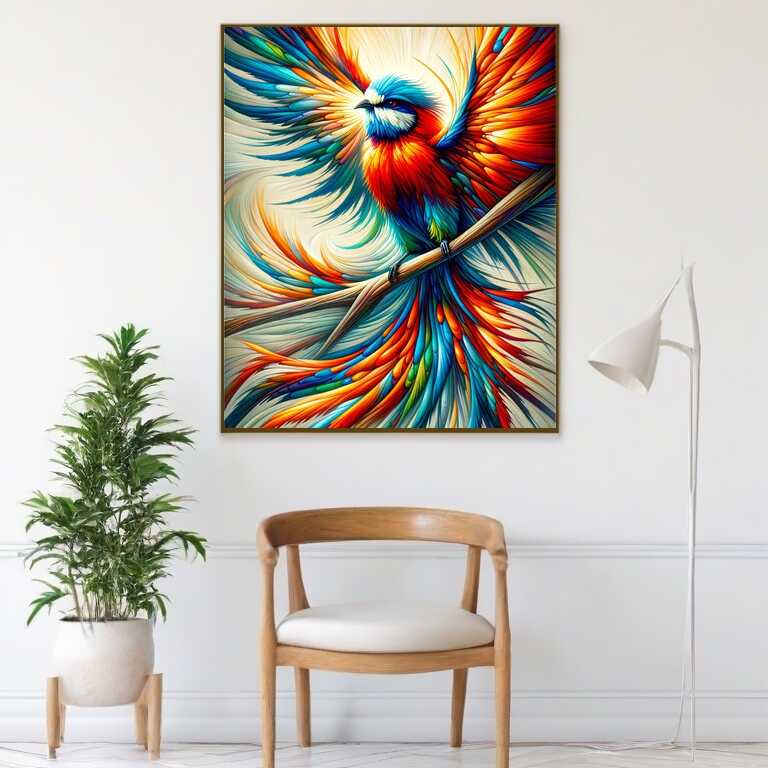 Paint by Numbers - Colorful Feathered Bird on Branch